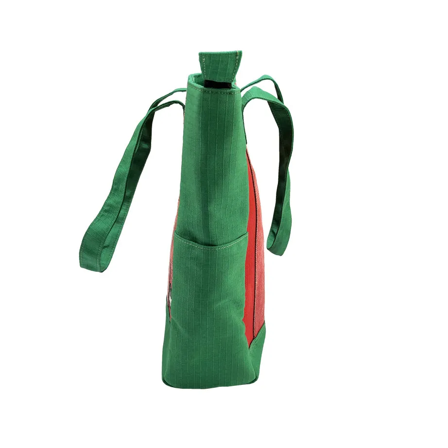 Portuguese Christmas Marlini Tote Bag in Red and Green Decommissioned Cargo Belts