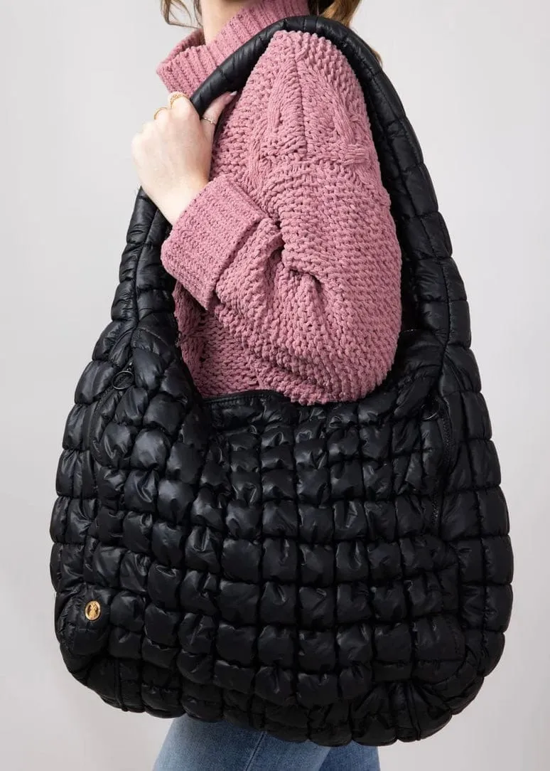 Puff Hobo Bag in Black