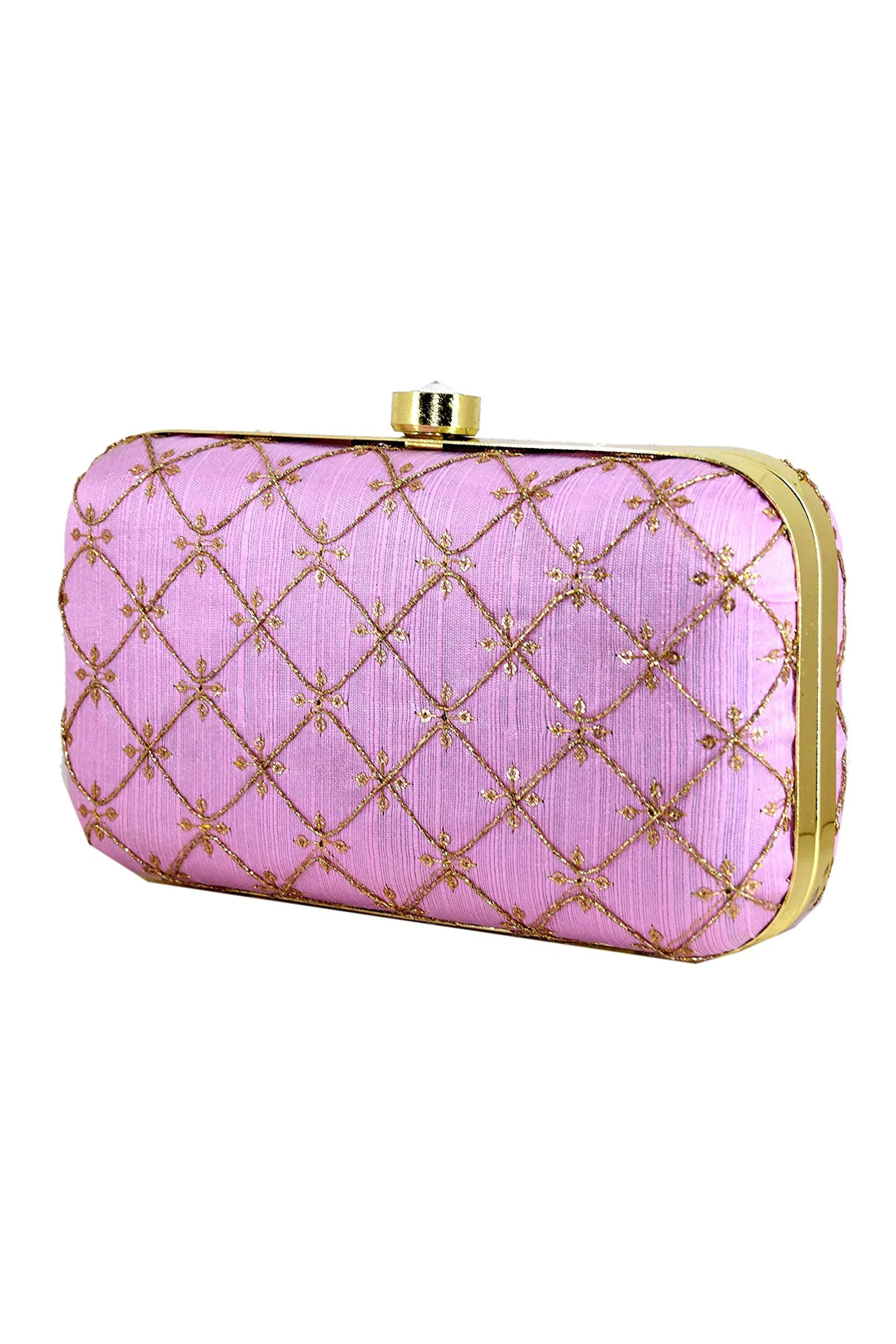 Purple Color Fancy Fabric Sober Party Style Clutch Purses