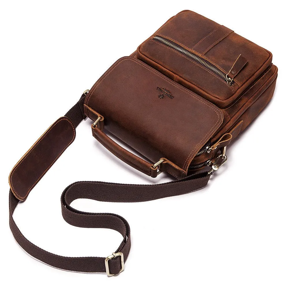 Retro Cowhide Leather Shoulder Messenger Briefcase Bag For Men