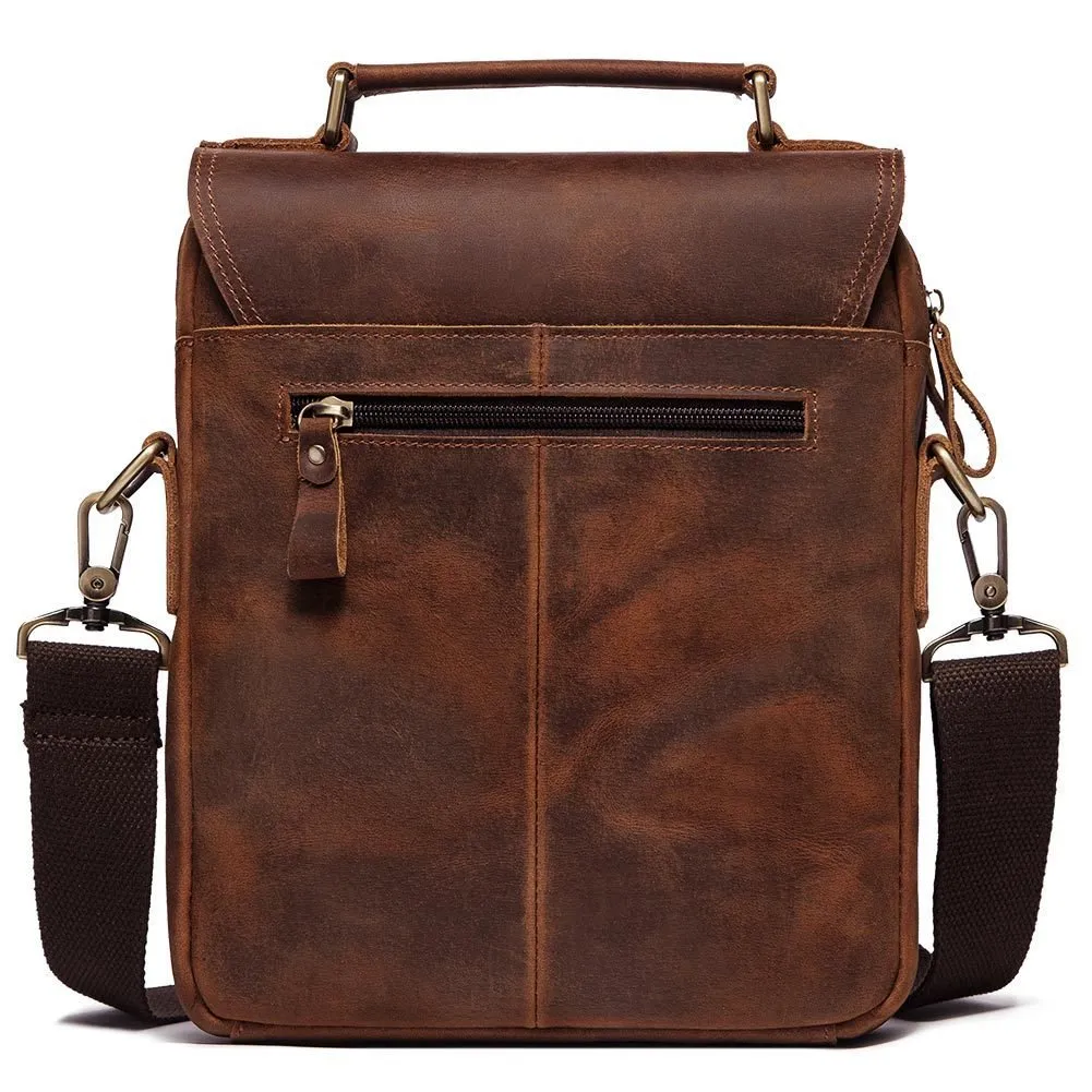 Retro Cowhide Leather Shoulder Messenger Briefcase Bag For Men