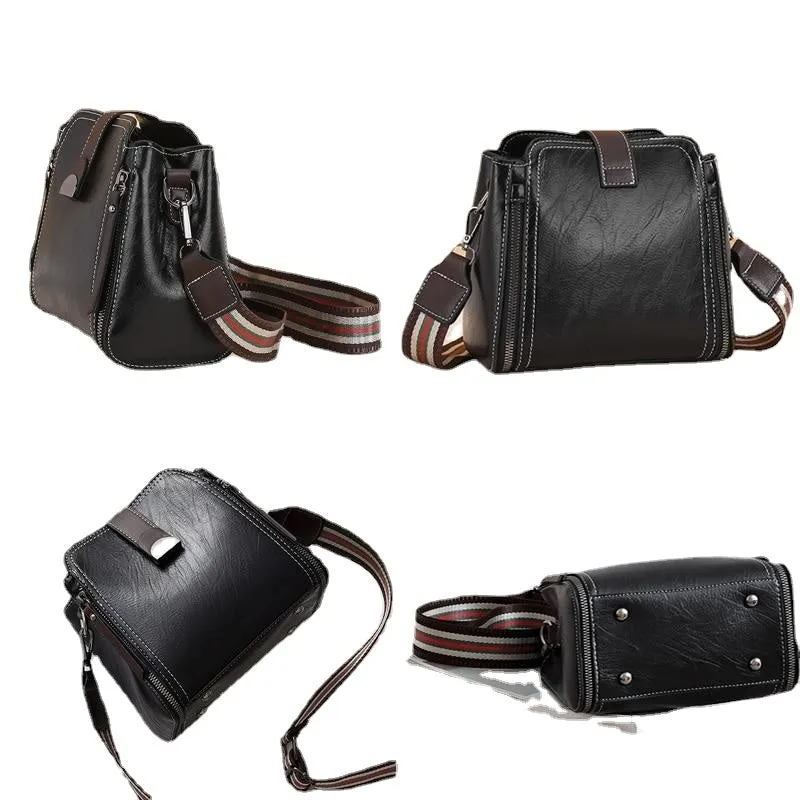 Retro Fashion Ladies' Leather Stitching Shoulder Bags