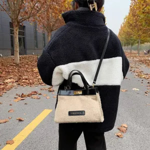 Retro Faux Fur Plush Shoulder Bag for Women Brand Designer Winter Ladies Purses and Handbags Big Female Crossbody Bags Dating