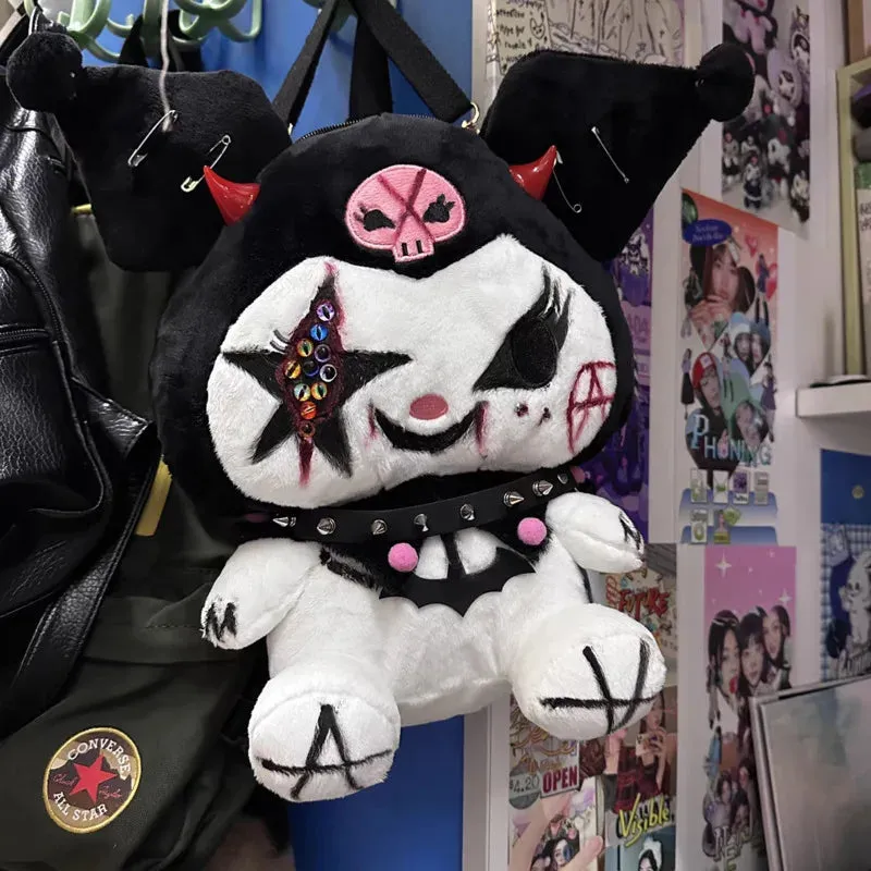 Sanrio Kuromi Dark Y2K Street Gothic Spicy Girl Plush Punk Funny Bag