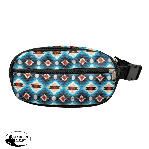 Showman Hip Pack (Fanny Pack) Bag with Blue Aztec design