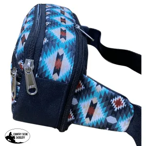 Showman Hip Pack (Fanny Pack) Bag with Blue Aztec design