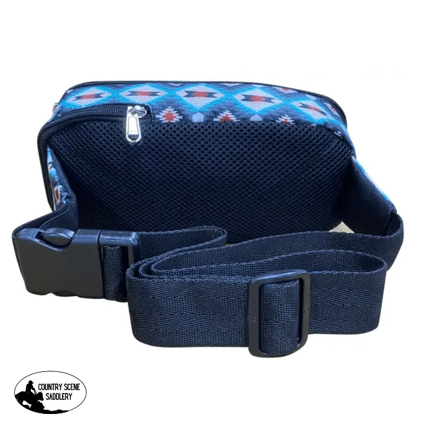 Showman Hip Pack (Fanny Pack) Bag with Blue Aztec design