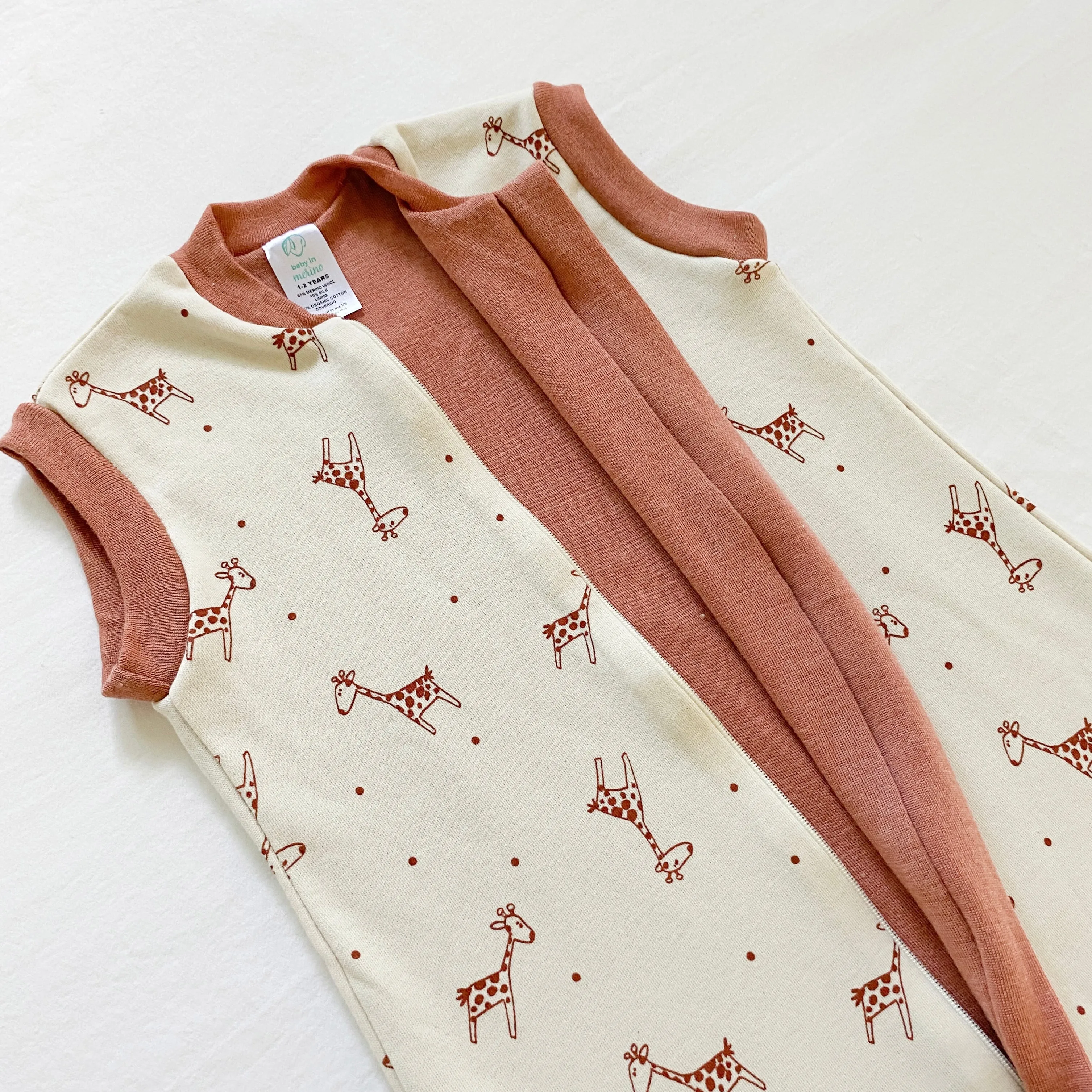 SILK/MERINO WOOL SLEEP SACK WITH OPEN LEGS - rose gold