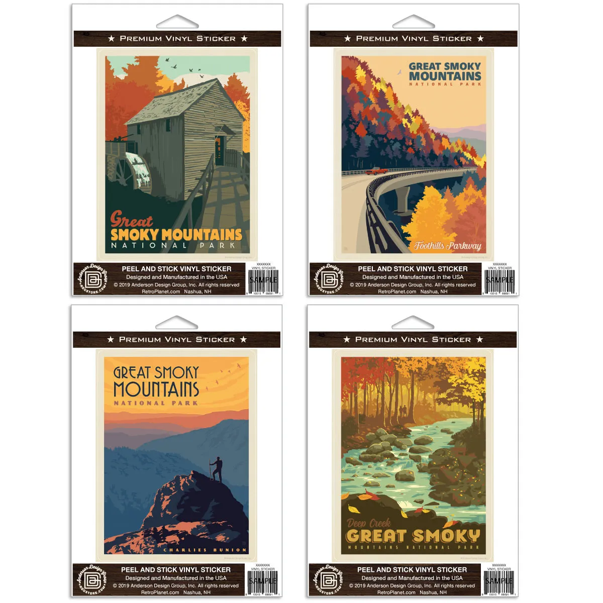 Smoky Mountains Natl Park Autumn Vinyl Sticker Set Of 4