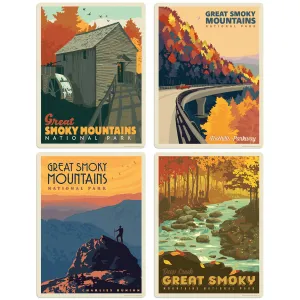 Smoky Mountains Natl Park Autumn Vinyl Sticker Set Of 4