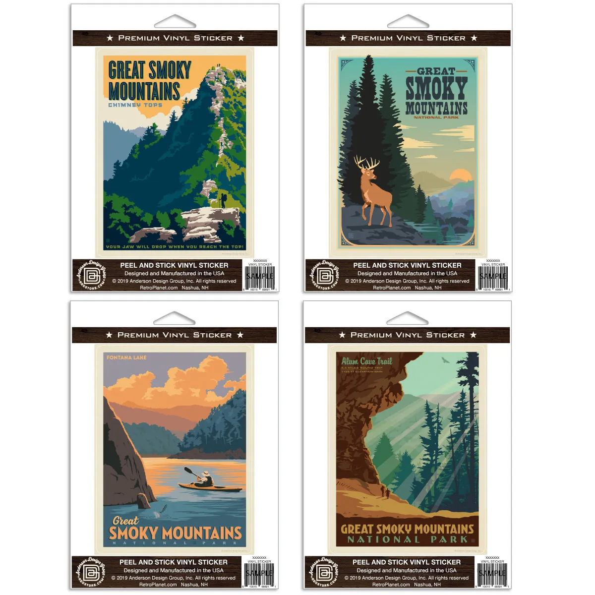 Smoky Mountains Natl Park Scenic Vinyl Sticker Set Of 4