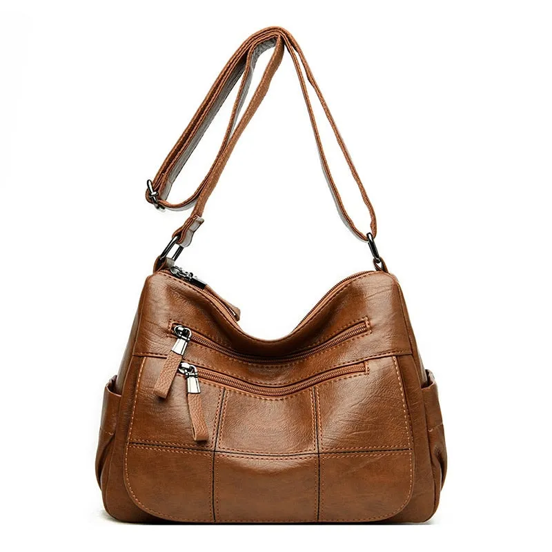 Soft Leather Designer Crossbody Shoulder Tote Bag