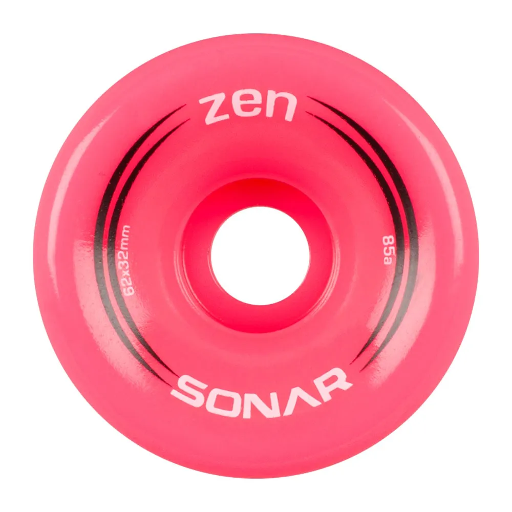 Sonar Zen Roller Skate Wheels 62mm 85a - Pink (4 Pack)