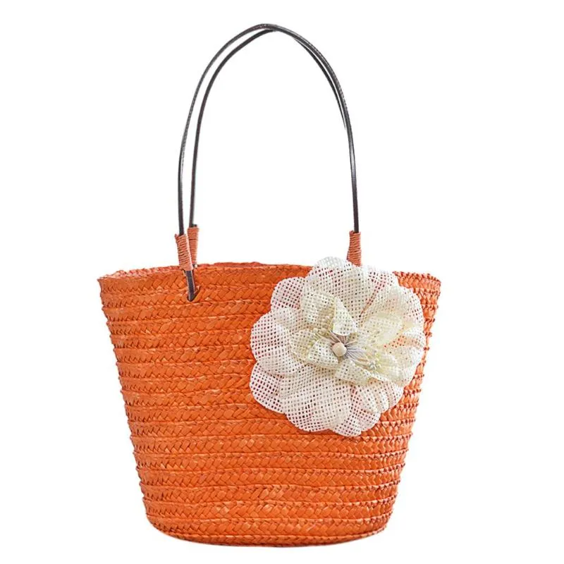 Summer Floral Bohemian Straw Woven Tote Bag