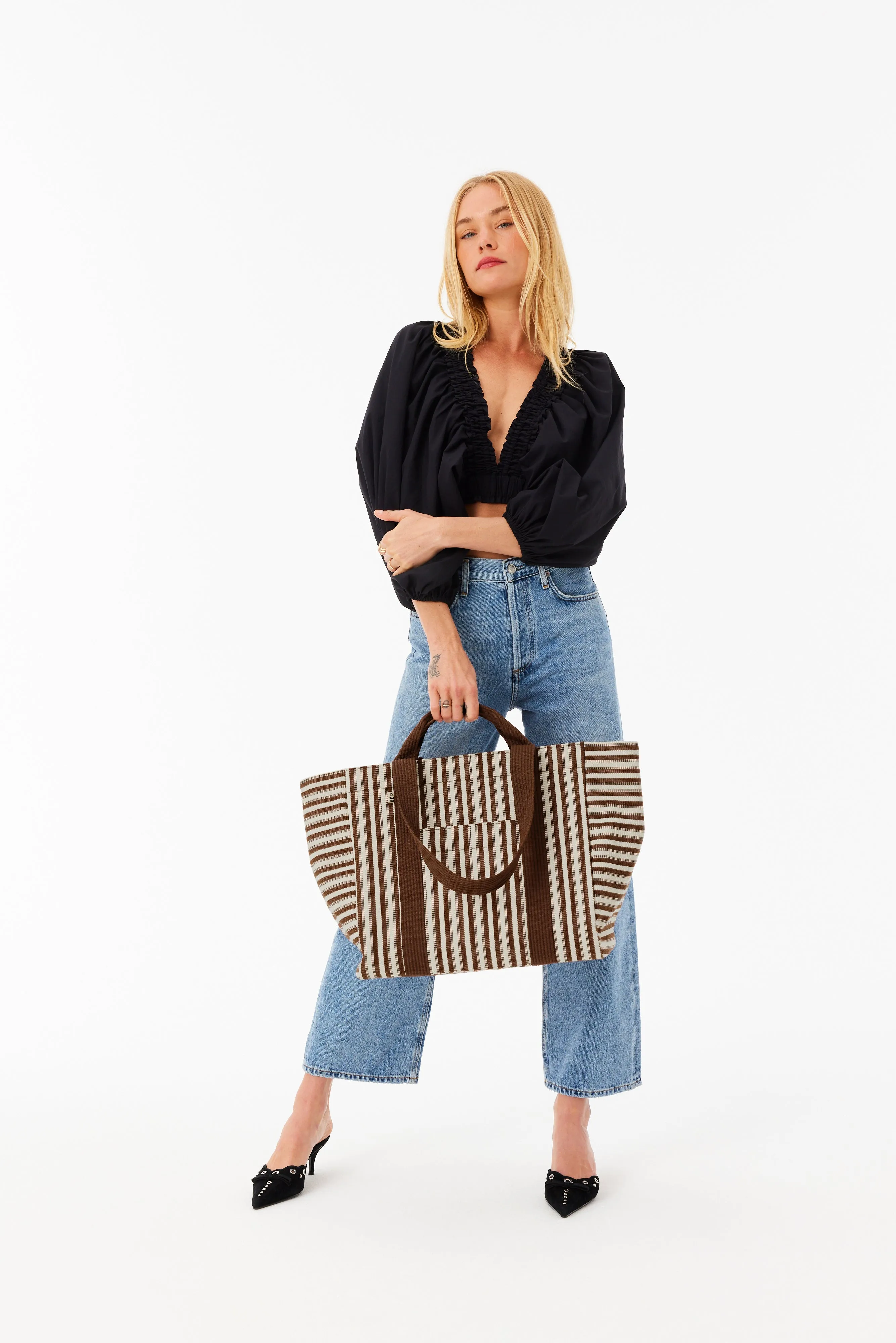 The Vacation Tote in Maple Stripe