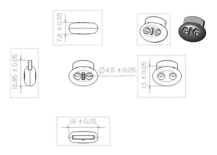 Two-hole bean cordlock