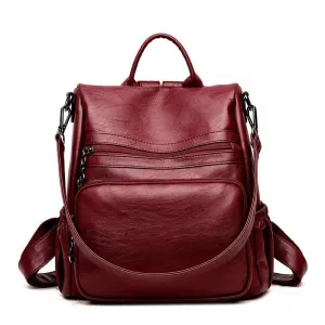 Womens Soft PU Leather Backpack Handbags