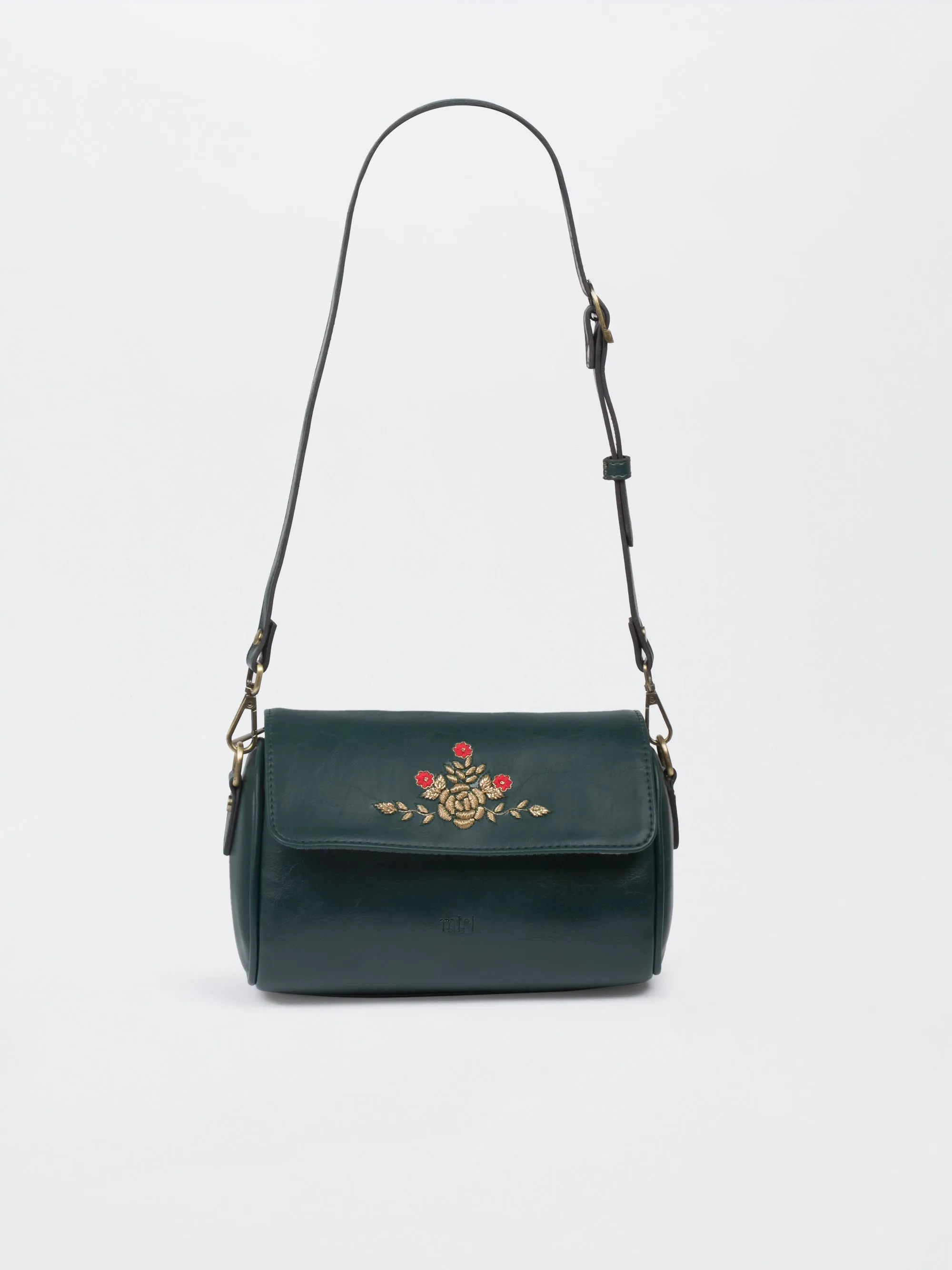 Zari Roses Retro Style Flap Sling - Green