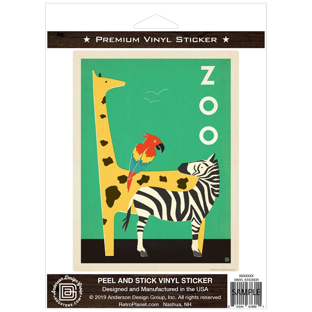 Zoo Buddies Giraffe Zebra Parrot Vinyl Sticker