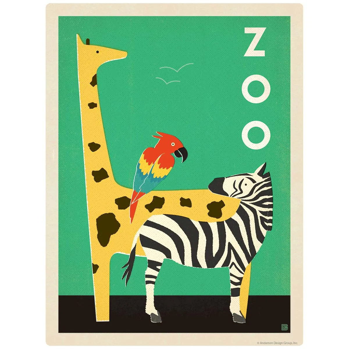 Zoo Buddies Giraffe Zebra Parrot Vinyl Sticker